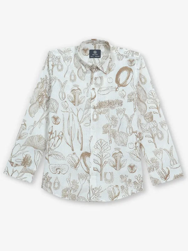 BLAZO white printed cotton shirt for boys