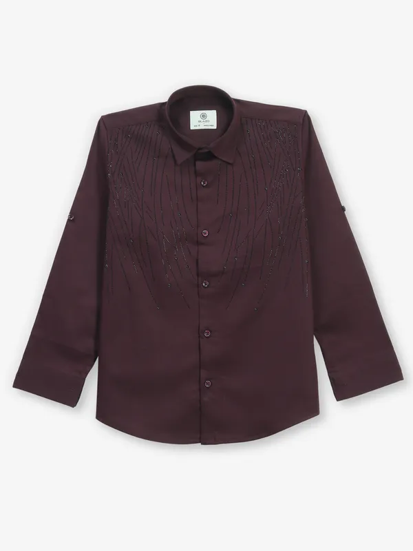 BLAZO wine linen full sleeves shirt