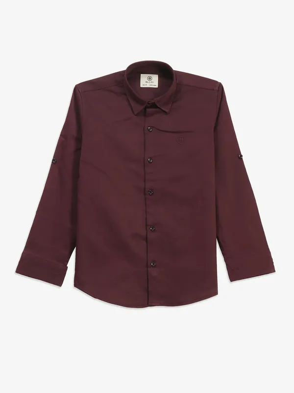 BLAZO wine plain cotton shirt