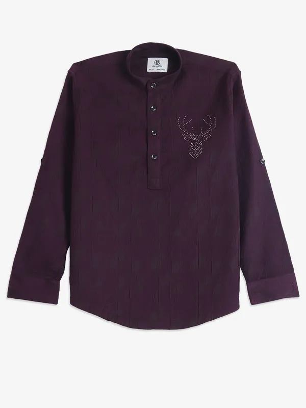 BLAZO wine plain kurta style shirt