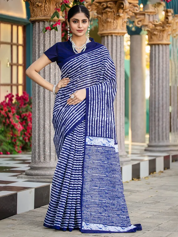 Blue bhagalpuri silk printed saree for women