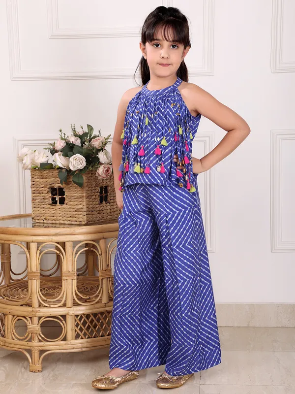 Blue cotton co-ord set with stripe print