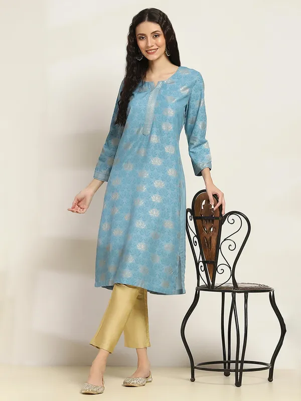 Blue cotton silk kurti for women casual wear