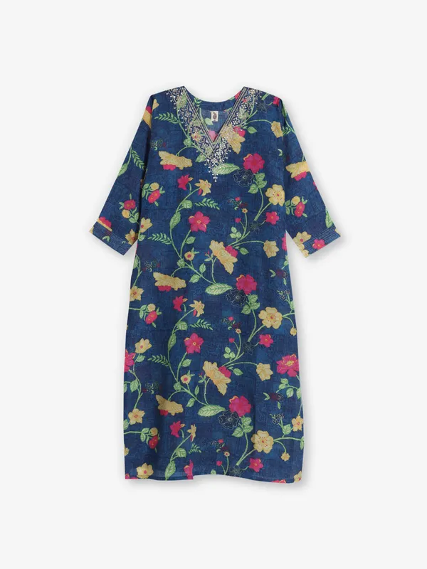 Blue elegance cotton kurti for women