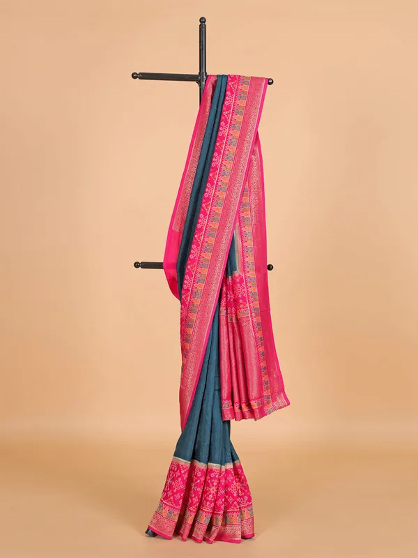 Blue patola silk zari weaving saree for women