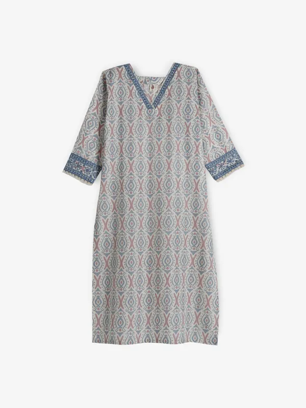 Blue printed cotton elegant kurti for women