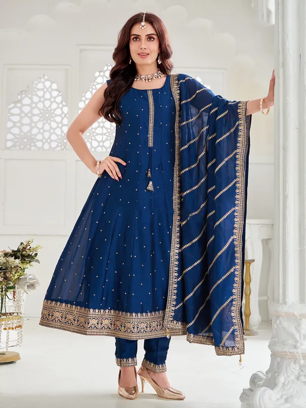 Blue silk salwar suit with beautiful dupatta