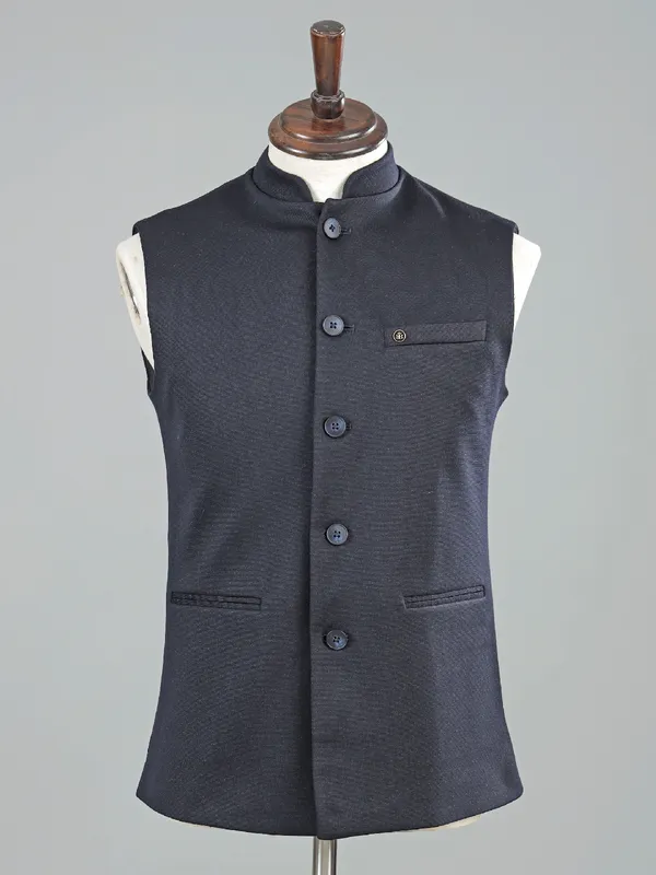 Blue waistcoat in cotton silk for mens