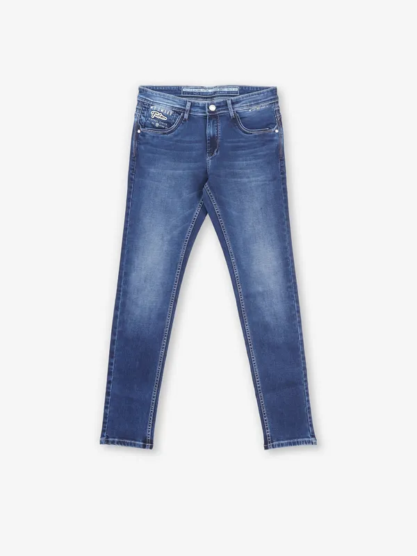 Blue washed narrow fit denim jeans from MD SWORD