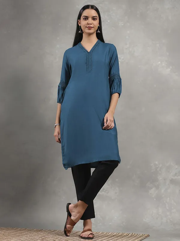 Blue women cotton kurti for casual