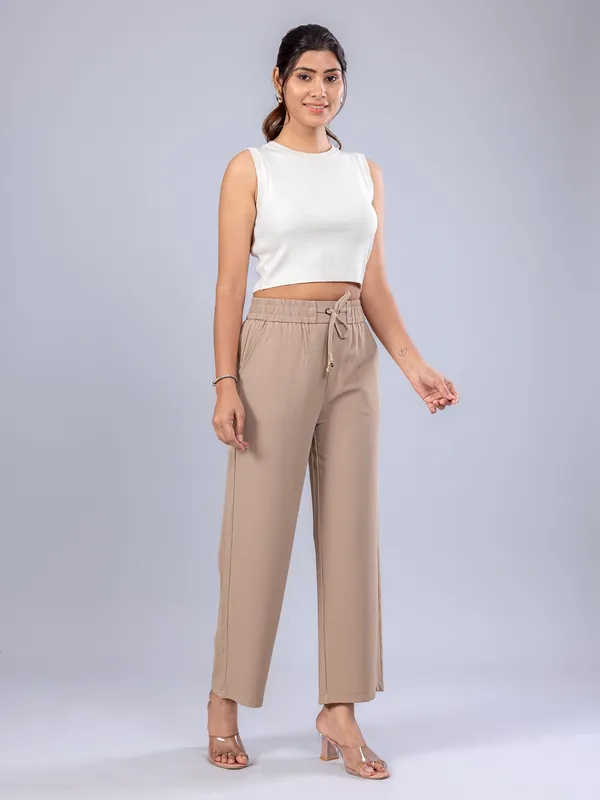 BOOM beige synthetic pant for women