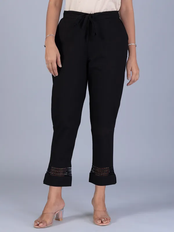 BOOM black cotton pant for casual