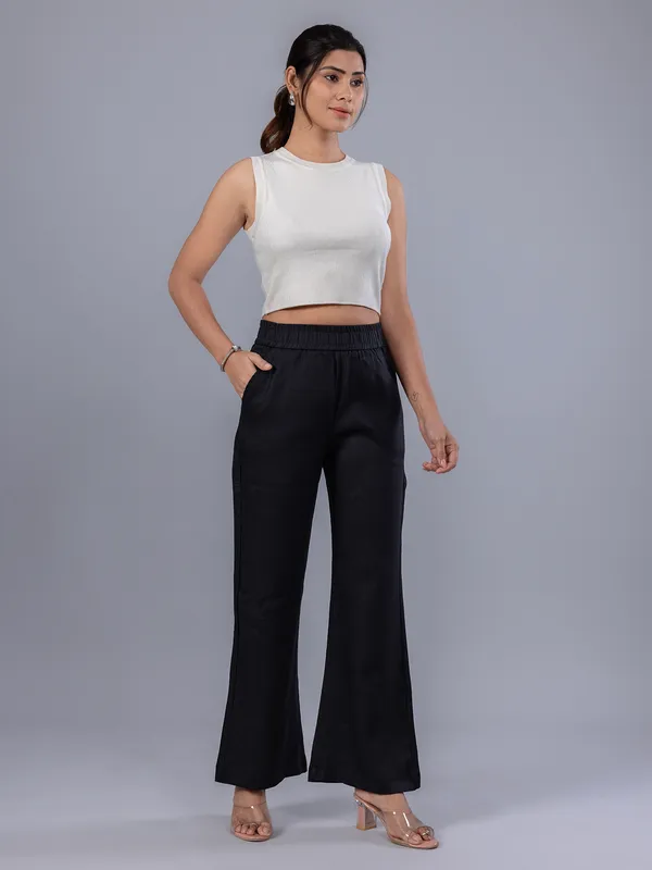 BOOM black cotton pant for women