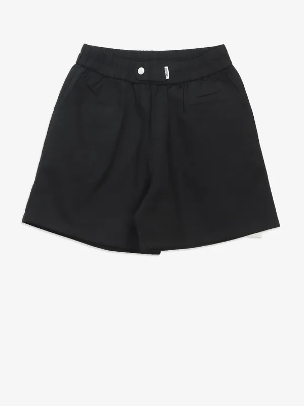 BOOM black cotton solid shorts