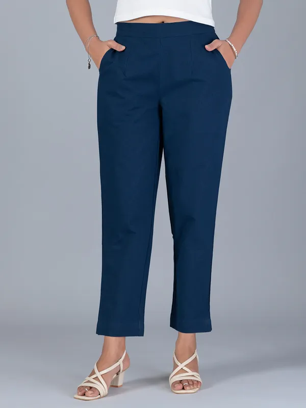 BOOM blue women pant in cotton