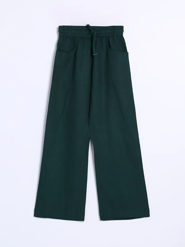 Boom bottle green cotton flare pant