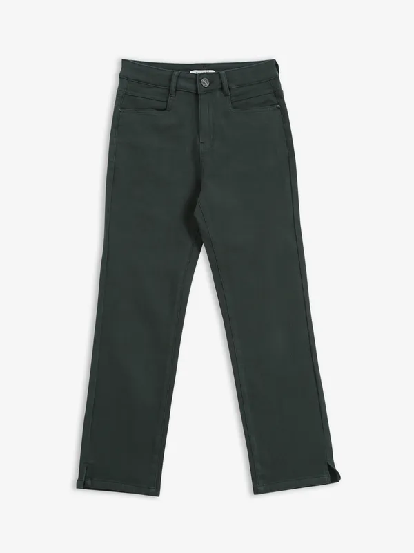 BOOM bottle green solid ankle length jeans