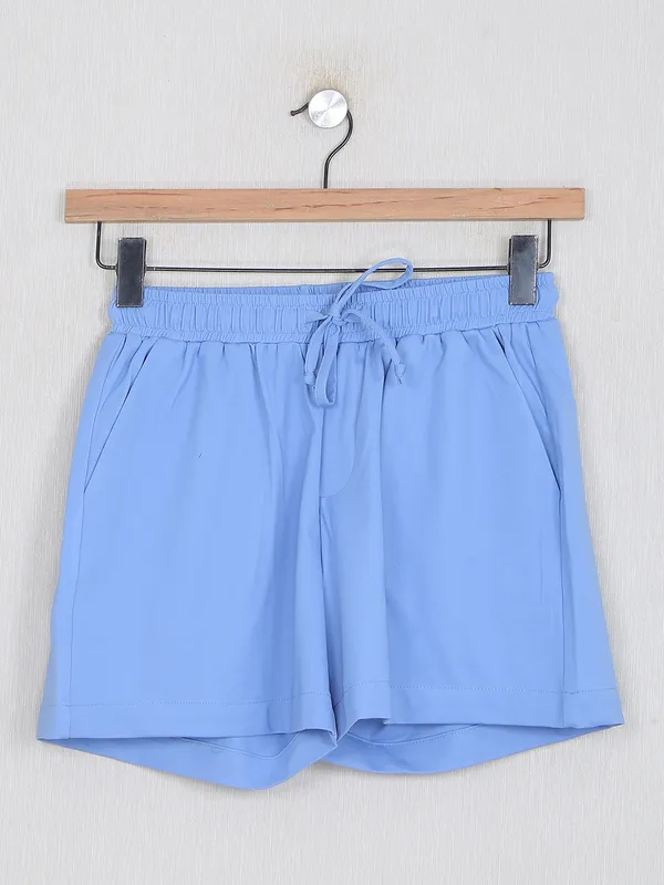Boom casual wear cotton women shorts in sky blue