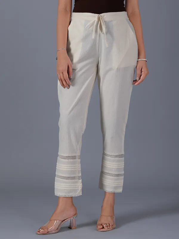 BOOM cotton casual pant in cream