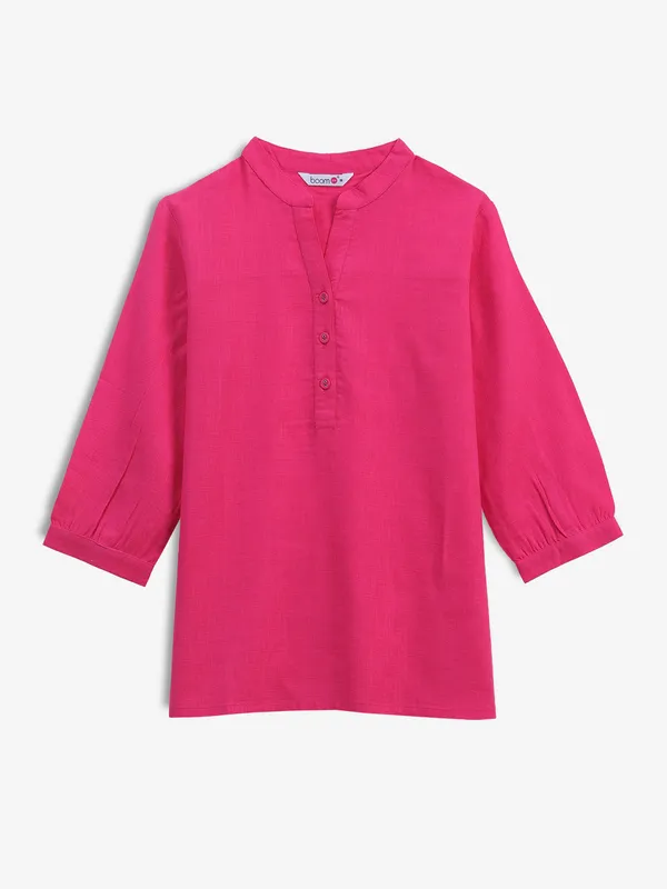 BOOM cotton plain magenta top