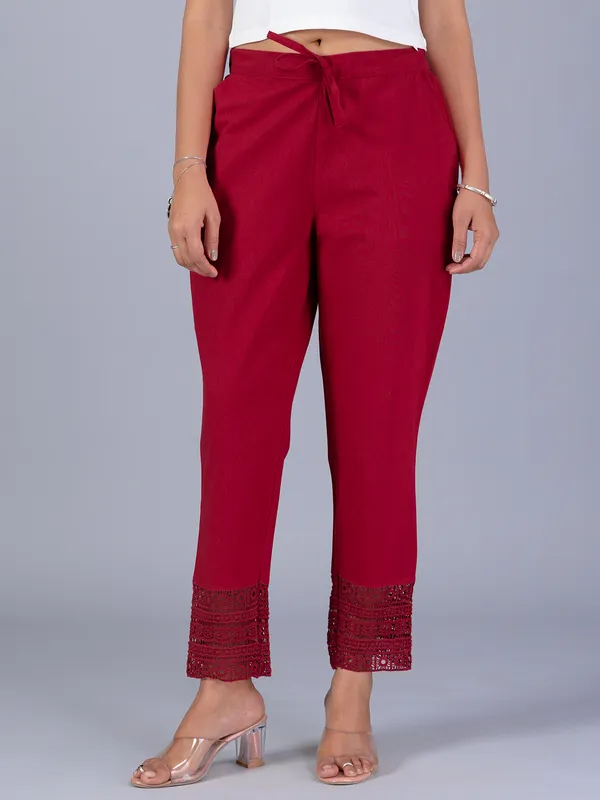 BOOM cotton red pant for casual wear