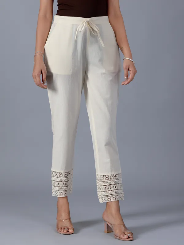BOOM cream cotton casual pant