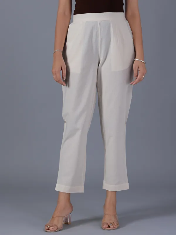BOOM cream cotton women pant