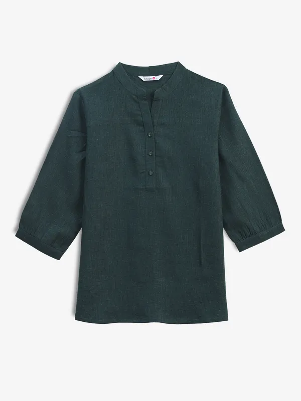 BOOM dark green plain cotton top