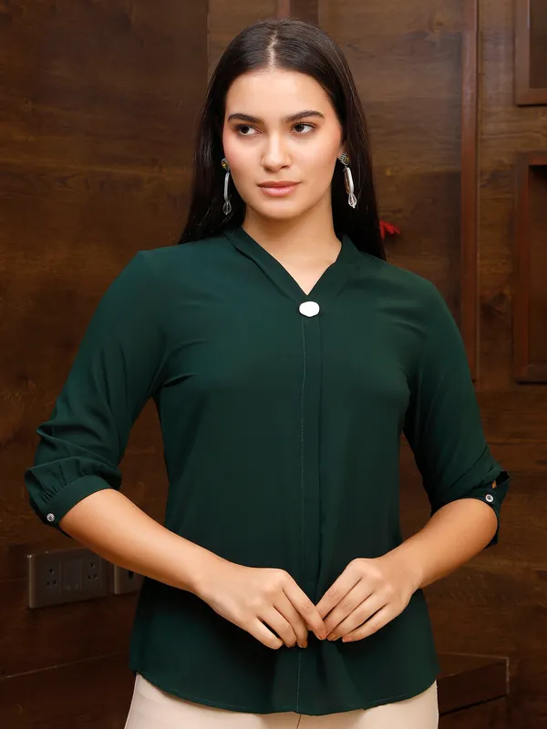 BOOM dark green plain top