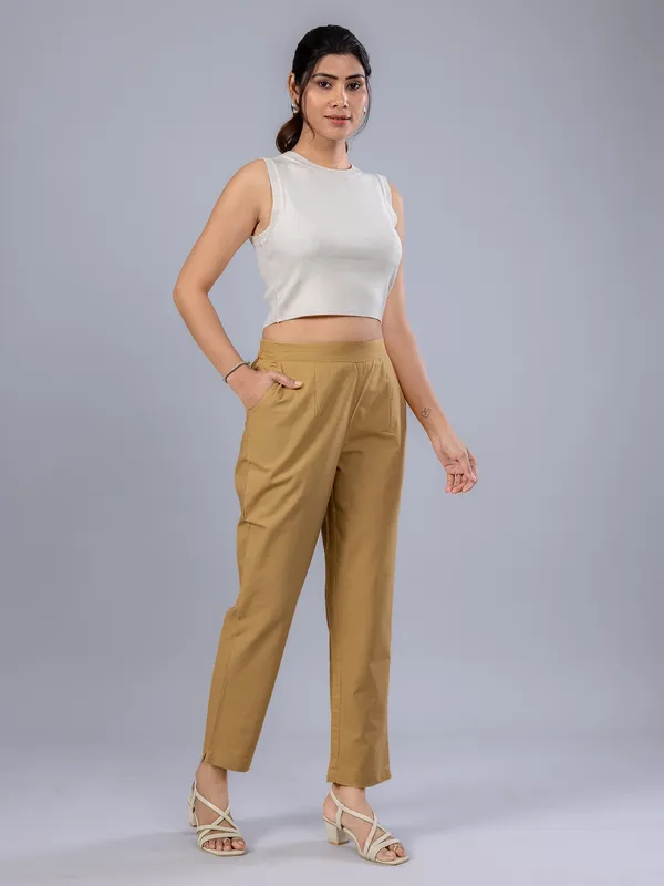 BOOM khakhi cottonm women pant