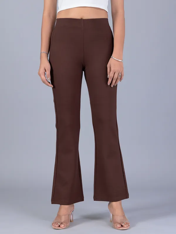 BOOM lycra brown pant for women