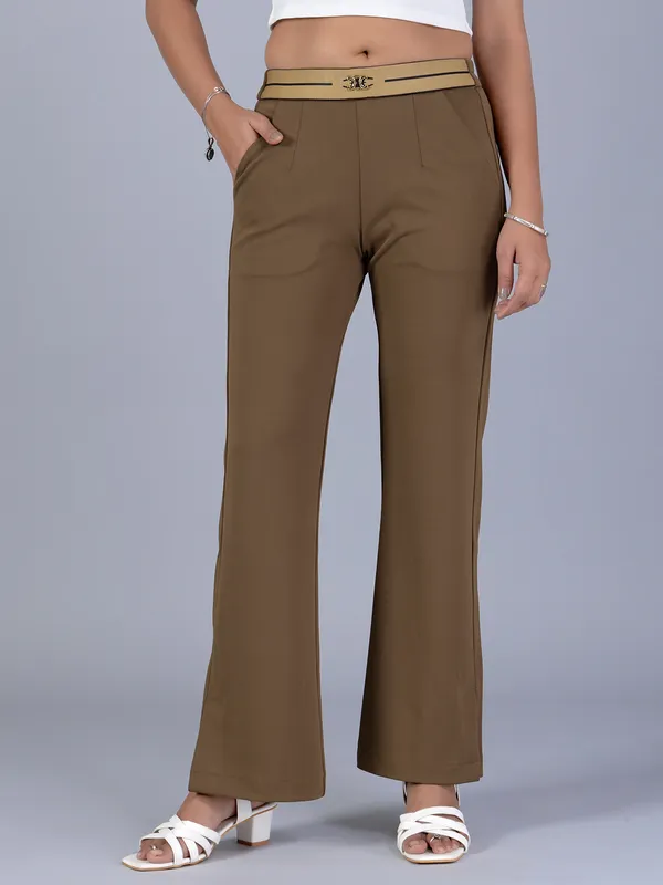 BOOM lycra olive pant for women