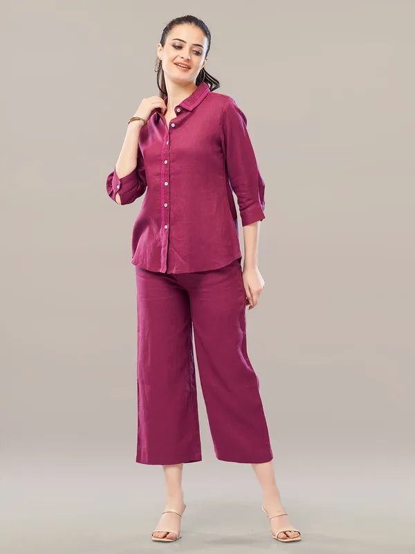 Boom magenta linen co ord set