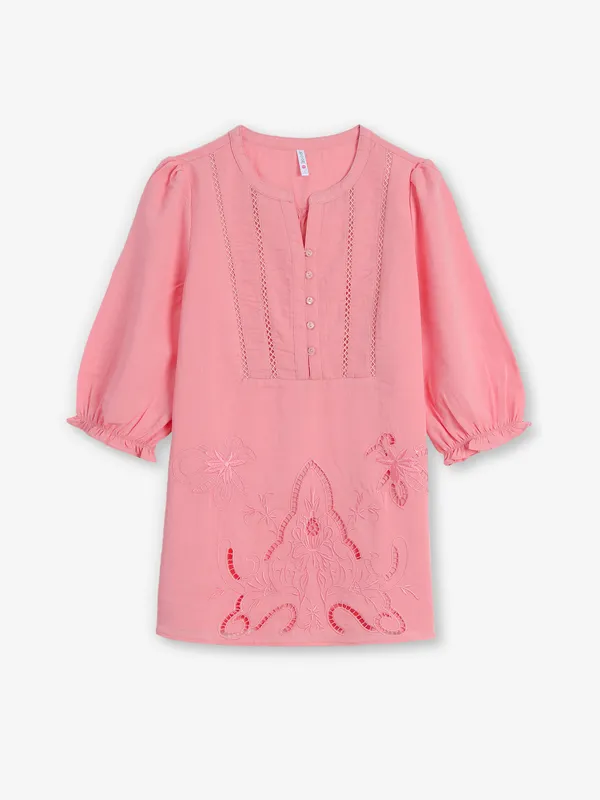 BOOM pink cotton embroidery top