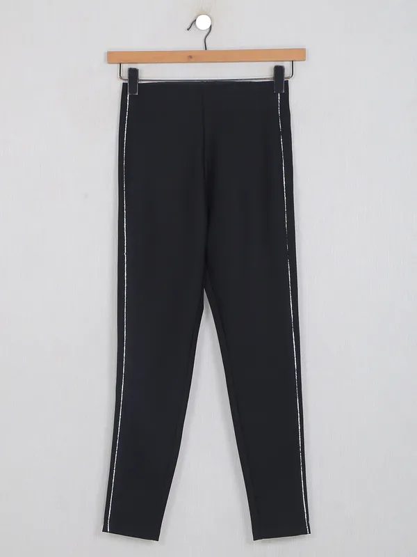 Boom plain black jeggings for women in cotton