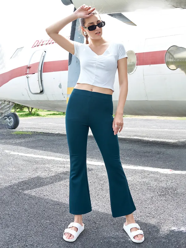 BOOM rama blue solid laycra pant