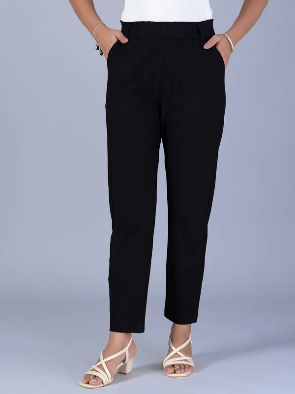 BOOM solid black cotton pant