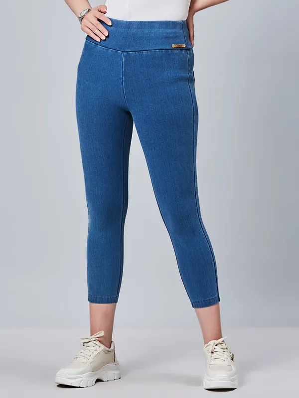 Boom solid blue jeggings