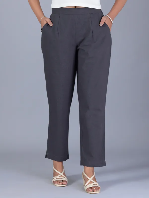 BOOM solid grey cotton pant