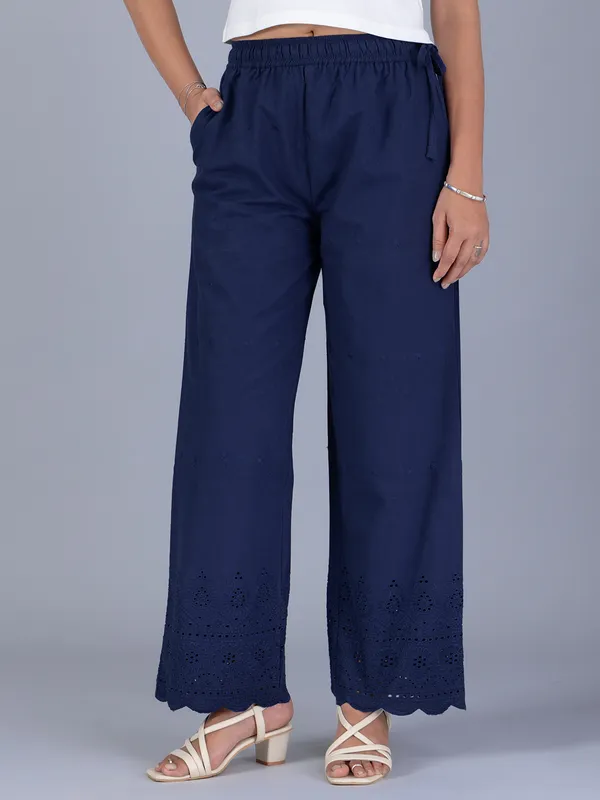 BOOM solid navy cotton pant