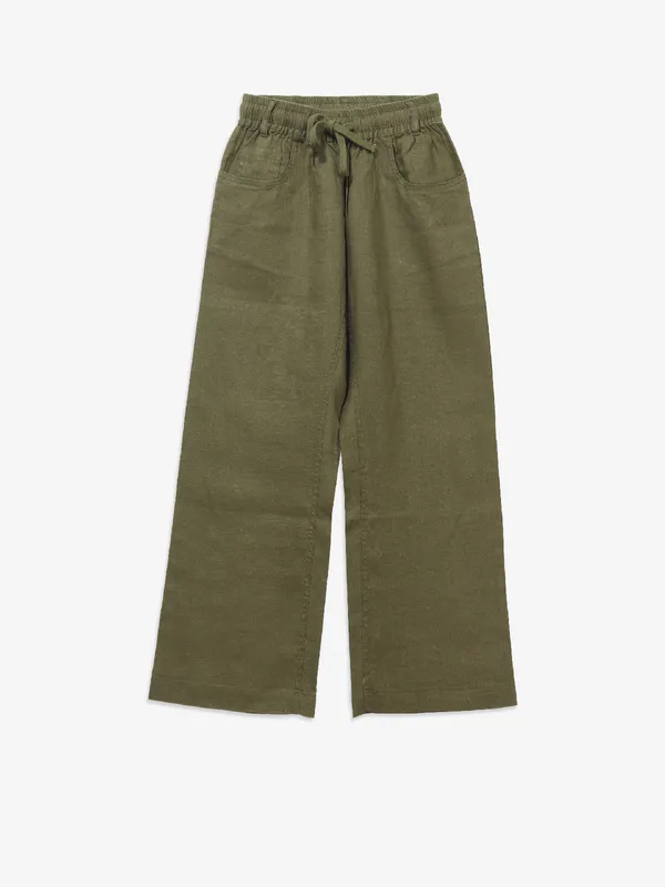 BOOM solid olive cotton pant