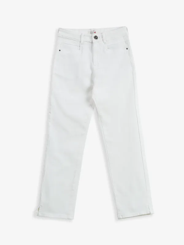 BOOM solid white ankle length jeans