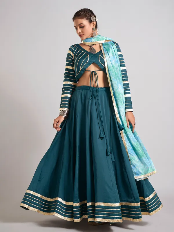 Bottle green gota work navratri chaniya choli