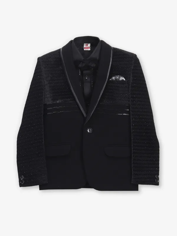 Boys black terry rayon coat suit