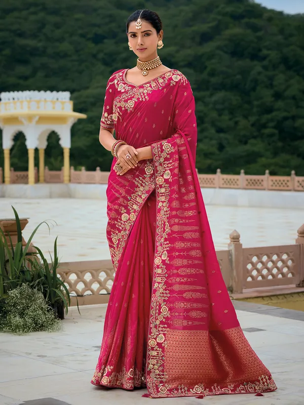 Bright maroon silk saree for wedding