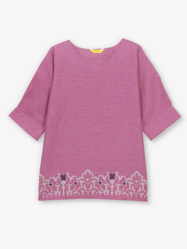 Bright purple cotton silk tunic top