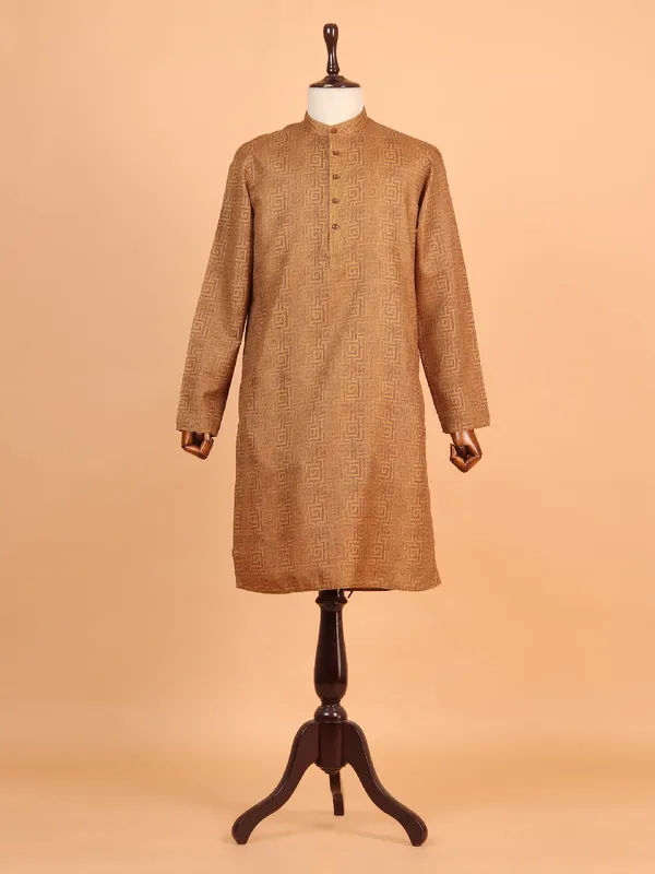Brown cotton kurta suit for men