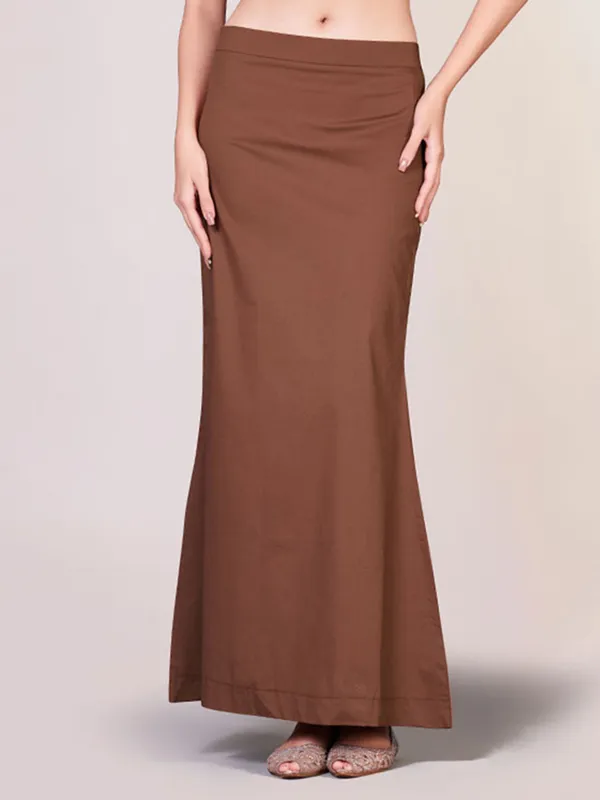 Brown lycra cotton plain petticoat