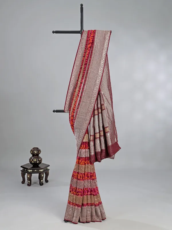 Brown printed georgette saree for wedding wear