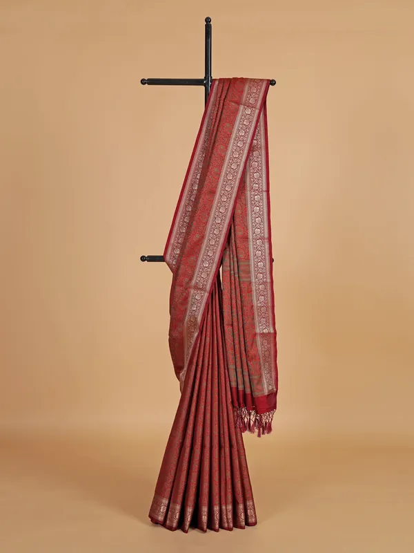 Brown silk saree with attractive motifs